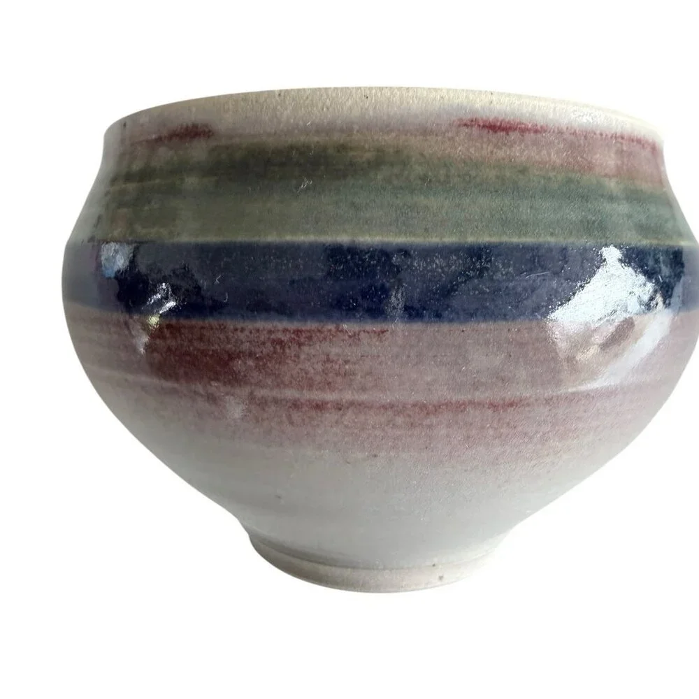 Handmade Studio Art Pottery Bowl Pot Signed 3.5 Inches Tall